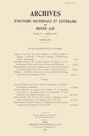 Archives d'histoire doctrinale et littéraire du Moyen Âge, t. 87, 2020
